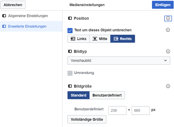 ErweiterteMedieneinstellungen