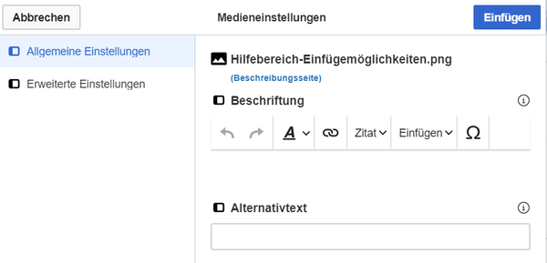 Allgemeine Medieneinstellungen